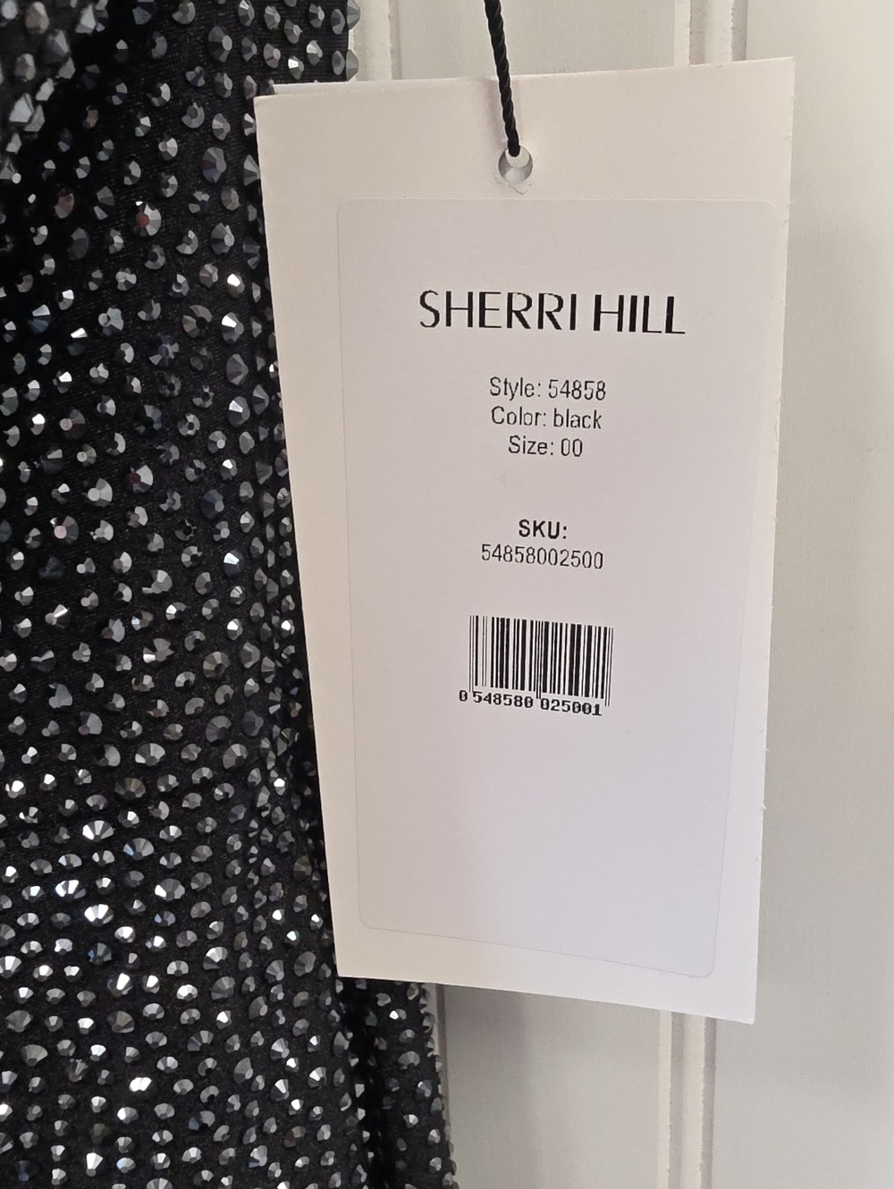 Sherri Hill NWT Black Rhinestone One Shoulder Cape Dress Size 00 #54858 - Picture 4 of 6
